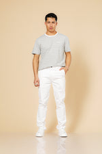 מכנס צ'ינו קלאסי כותנה לייקרה בצבע לבן