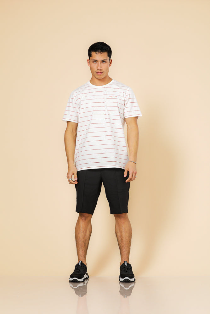 טישירט לייקרה פסים בצבע לבן