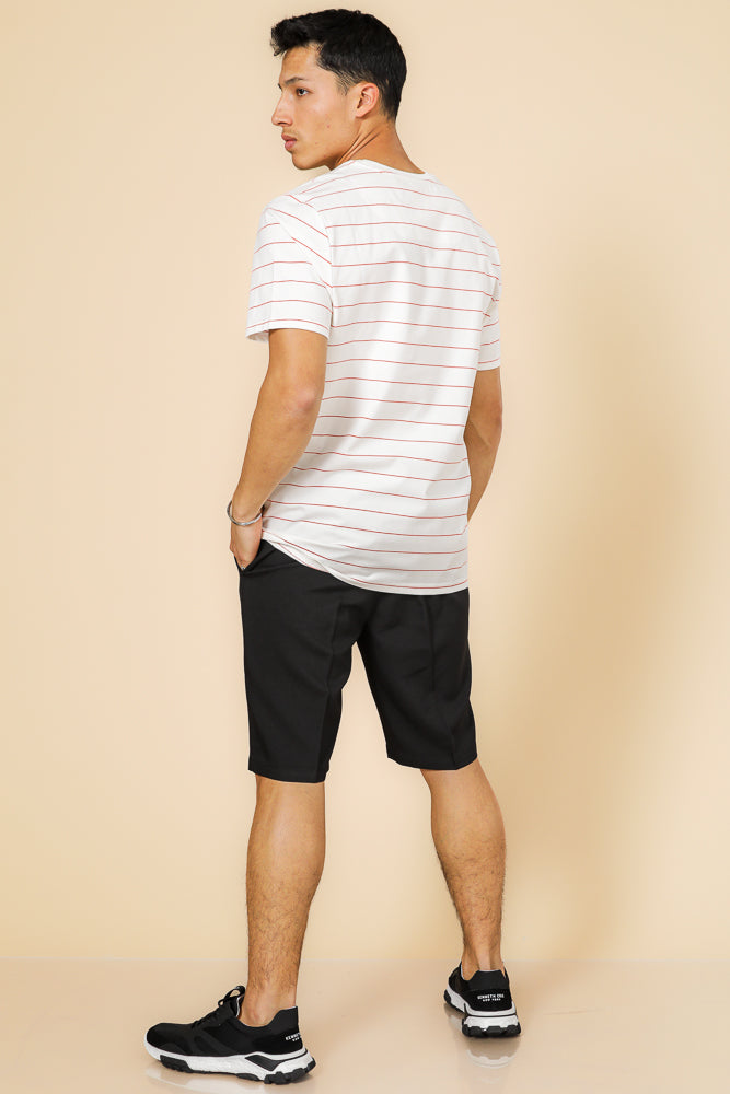 טישירט לייקרה פסים בצבע לבן