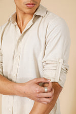 מכותפרת פשתן כיסים מודרן בצבע בז'