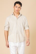 מכותפרת פשתן כיסים מודרן בצבע בז'