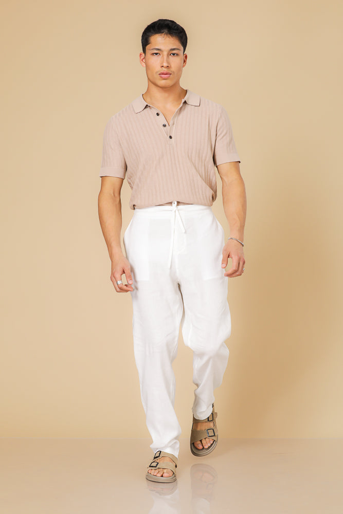 מכנסי קשירה בצבע לבן