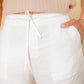 מכנסי פשתן קשירה בצבע לבן - 4
