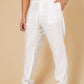 מכנסי פשתן קשירה בצבע לבן - 3