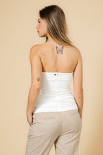  טופ סטרפלס בצבע לבן