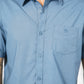 חולצה מכופתרת שרוולים קצרים בצבע כחול - 5