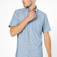 חולצה מכופתרת שרוולים קצרים בצבע כחול בהיר - 4
