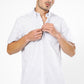 חולצה מכופתרת שרוולים קצרים משבצות בצבע לבן - 2