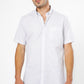 חולצה מכופתרת שרוולים קצרים משבצות בצבע לבן - 1