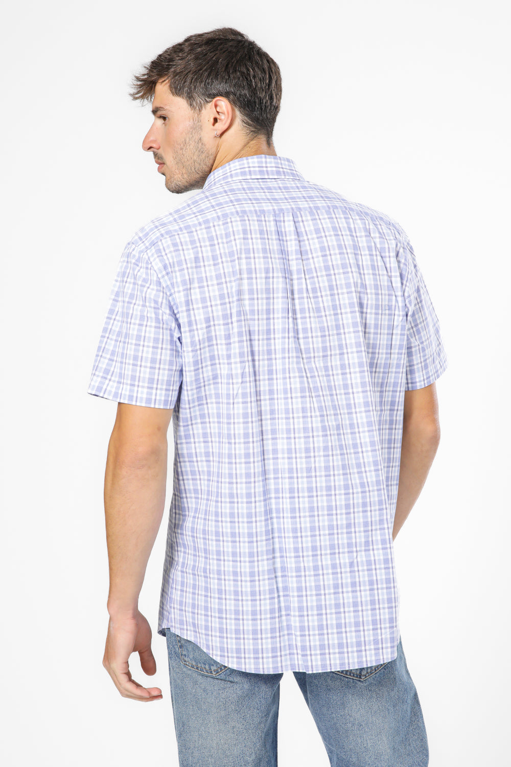 חולצה מכופתרת שרוולים קצרים בצבע תכלת