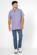 חולצה מכופתרת שרוולים קצרים בצבע נייבי