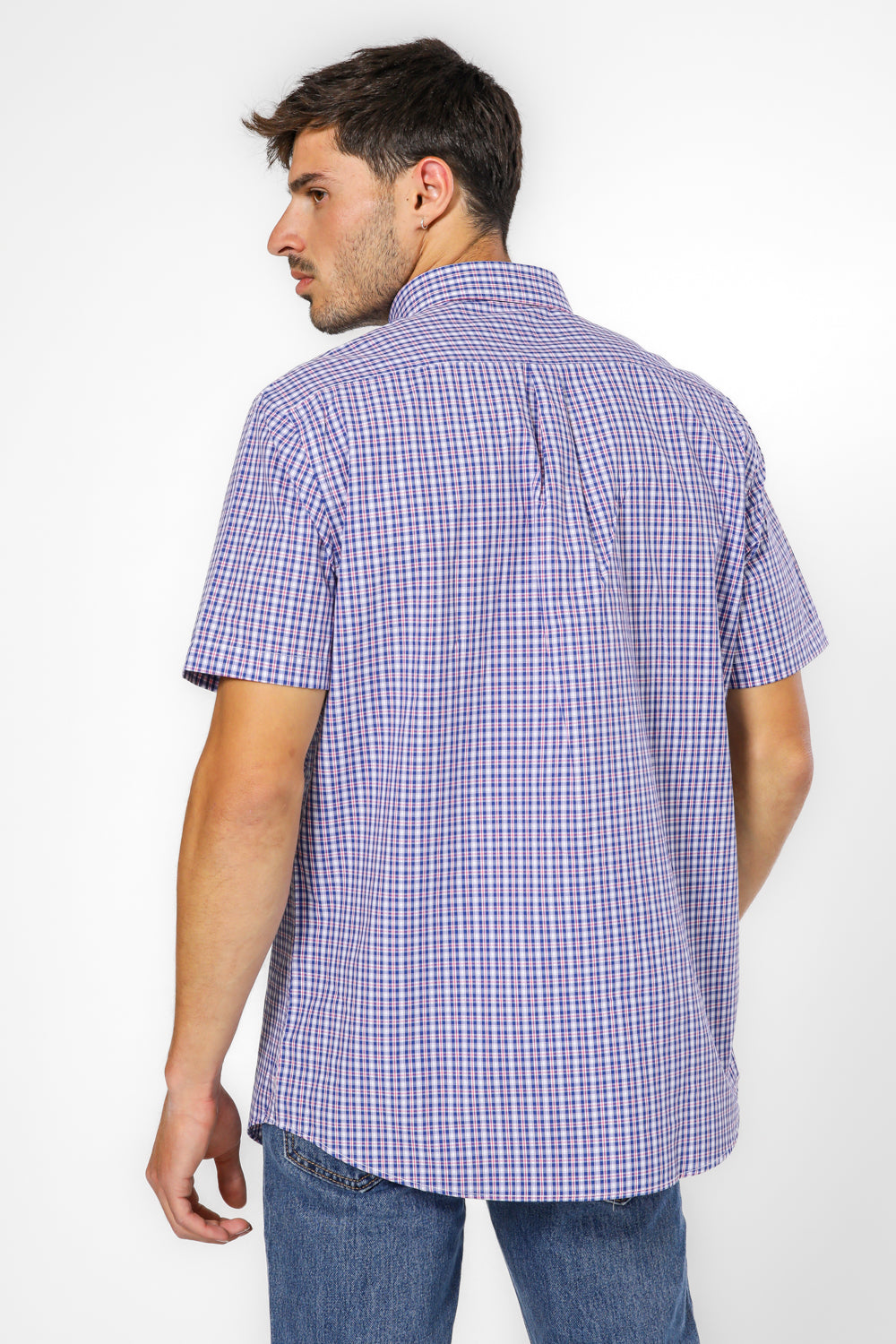 חולצה מכופתרת שרוולים קצרים בצבע נייבי