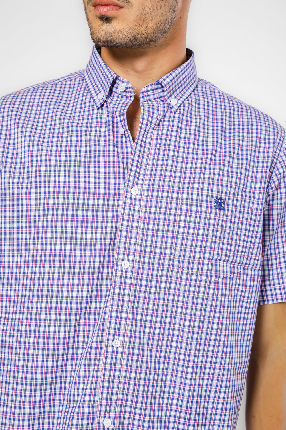 חולצה מכופתרת שרוולים קצרים בצבע נייבי