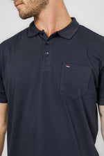 חולצה פולו עם כיס בצבע נייבי