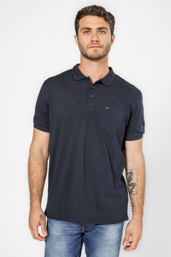 חולצה פולו עם כיס בצבע נייבי