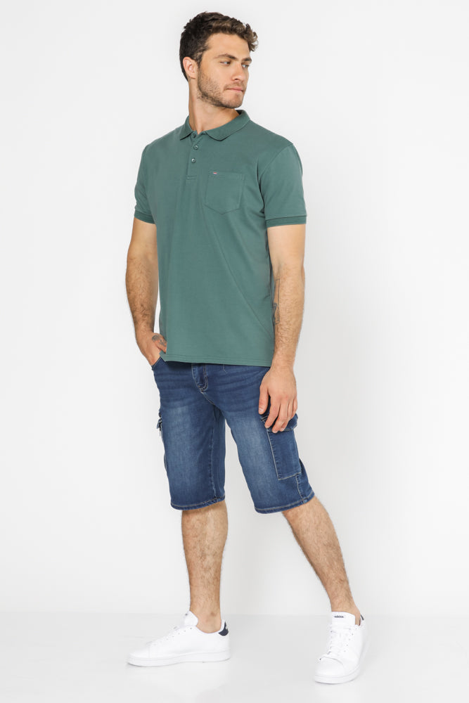 חולצה פולו עם כיס בצבע ירוק זית
