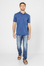 חולצה פולו עם כיס בצבע כחול