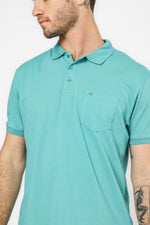 חולצה פולו עם כיס בצבע טורקיז