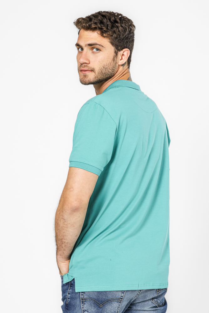 חולצה פולו עם כיס בצבע טורקיז