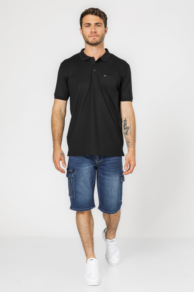 חולצה פולו עם כיס בצבע שחור