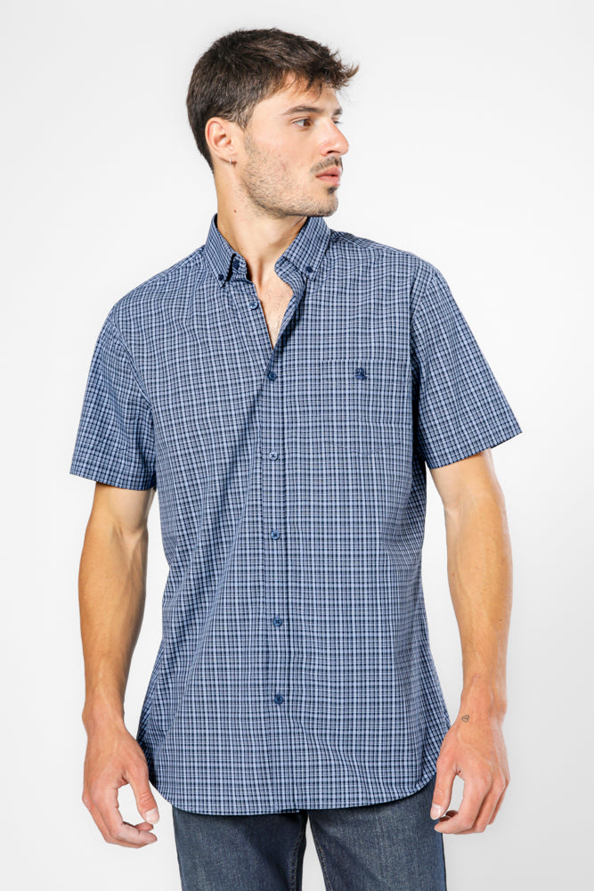 חולצה מכופתרת שרוולים קצרים משבצות