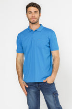 חולצה פולו עם כיס בצבע כחול