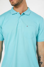 חולצה פולו עם כיס בצבע טורקיז