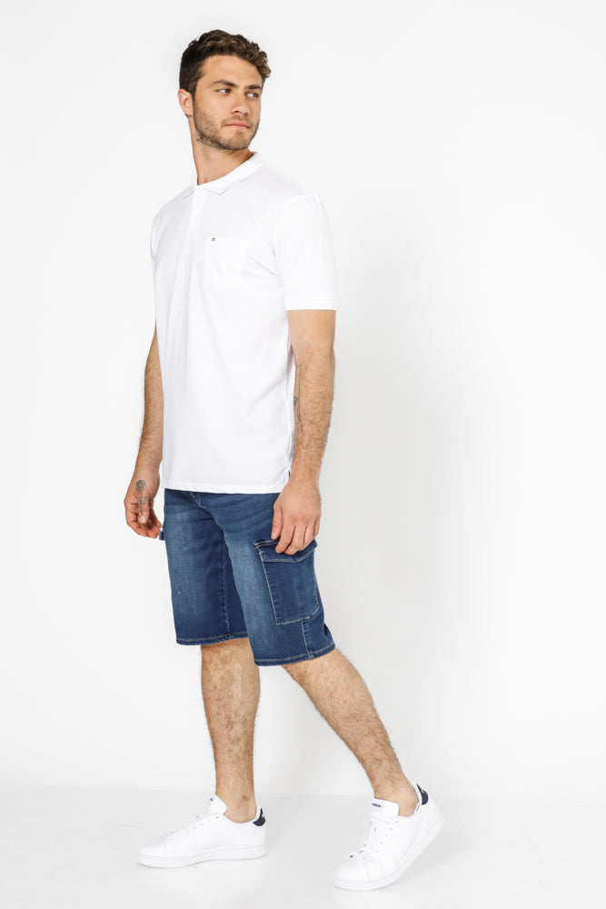 חולצה פולו עם כיס בצבע לבן