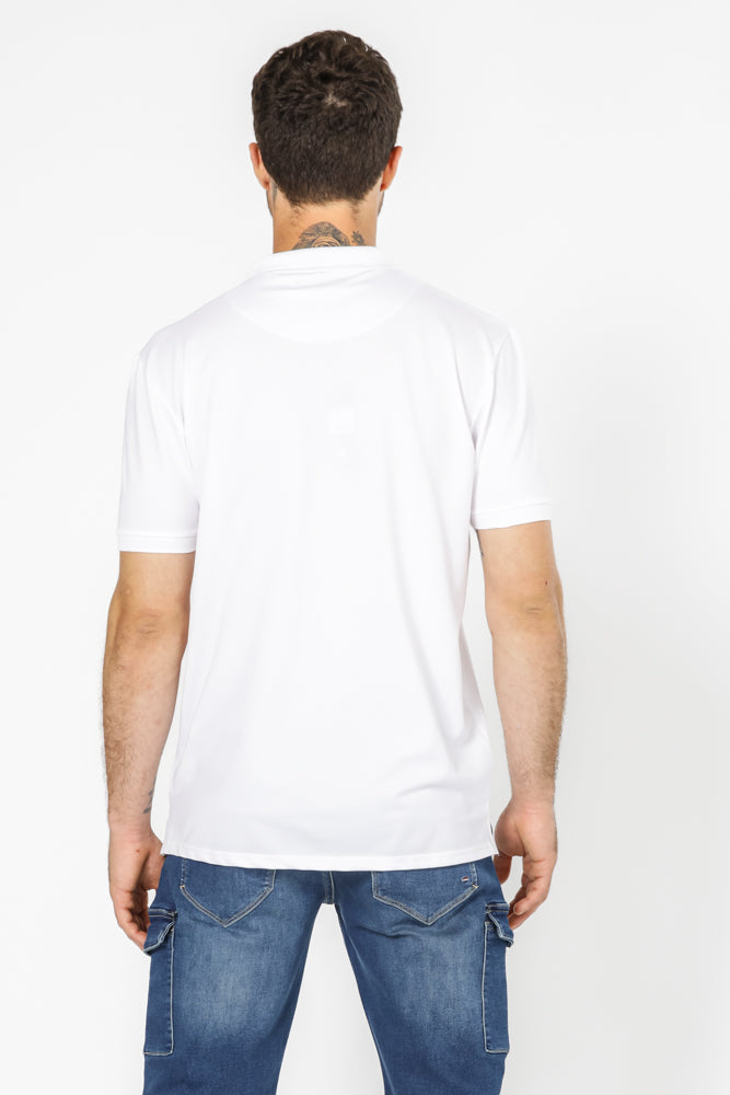 חולצה פולו עם כיס בצבע לבן