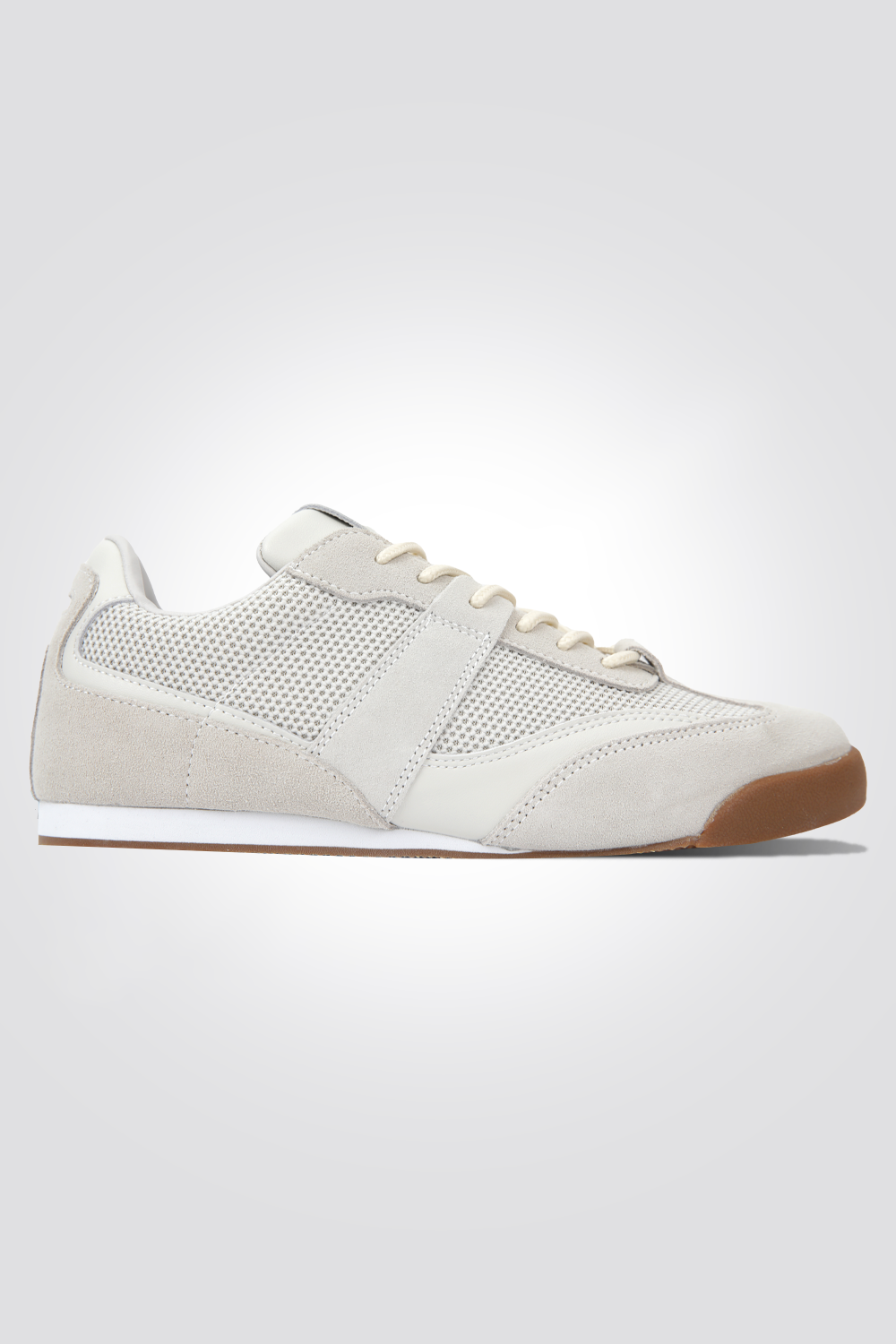 סניקרס נשים עור הפוך בצבע אפור בהיר