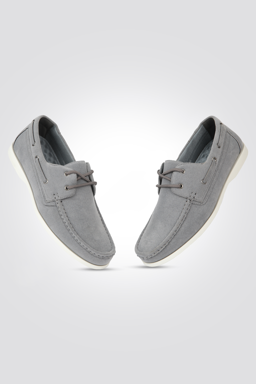 מוקסין עור הפוך גברים בצבע אפור