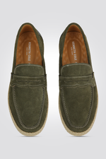 מוקסין עור הפוך גברים בצבע ירוק