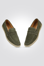 מוקסין עור הפוך גברים בצבע ירוק