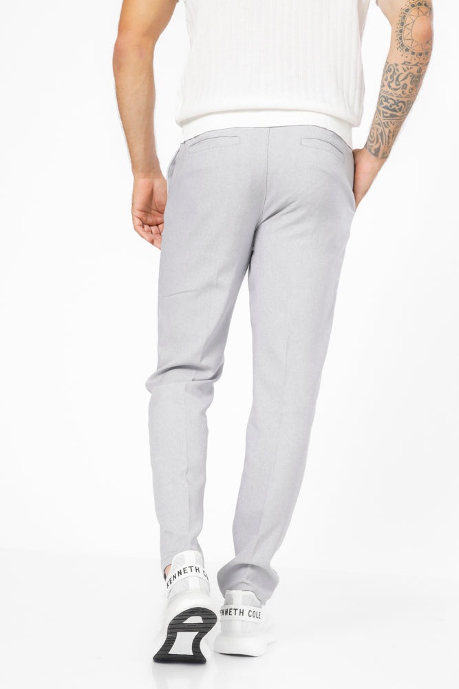 מכנסי אריג טקסטורלים קשירה בצבע אפור