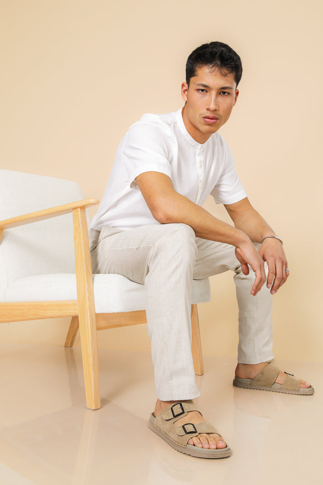 מכנסי קשירה בצבע בז'