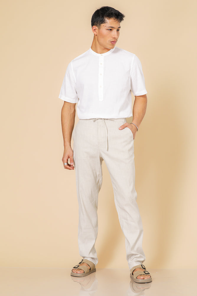 מכנסי קשירה בצבע בז'