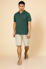 חולצה פולו פיקה בייסיק בצבע ירוק