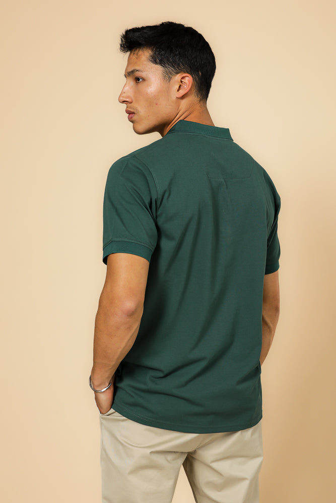 חולצה פולו פיקה בייסיק בצבע ירוק