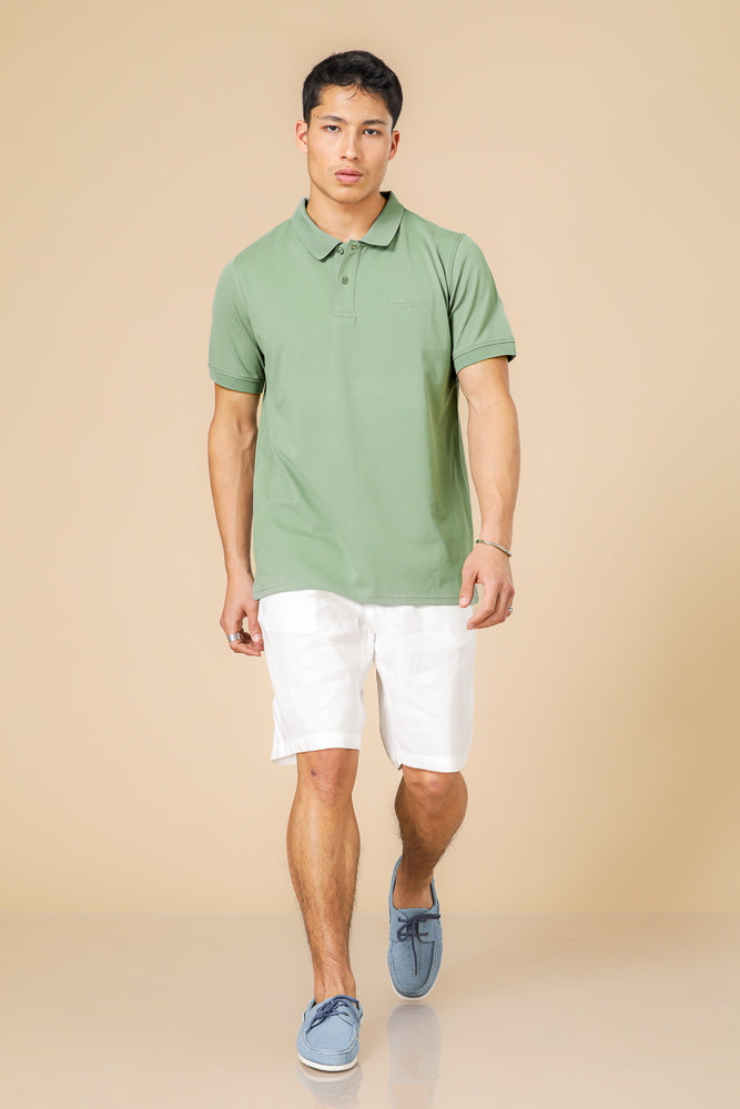 חולצה פולו פיקה בייסיק בצבע ירוק