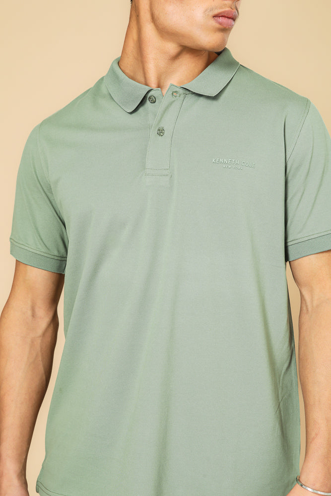 חולצה פולו פיקה בייסיק בצבע ירוק