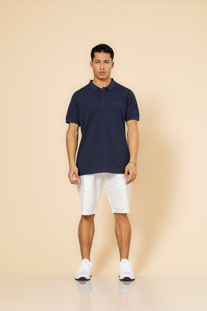 חולצה פולו פיקה בייסיק בצבע נייבי