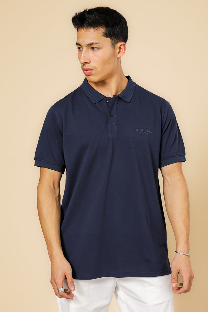 חולצה פולו פיקה בייסיק בצבע נייבי