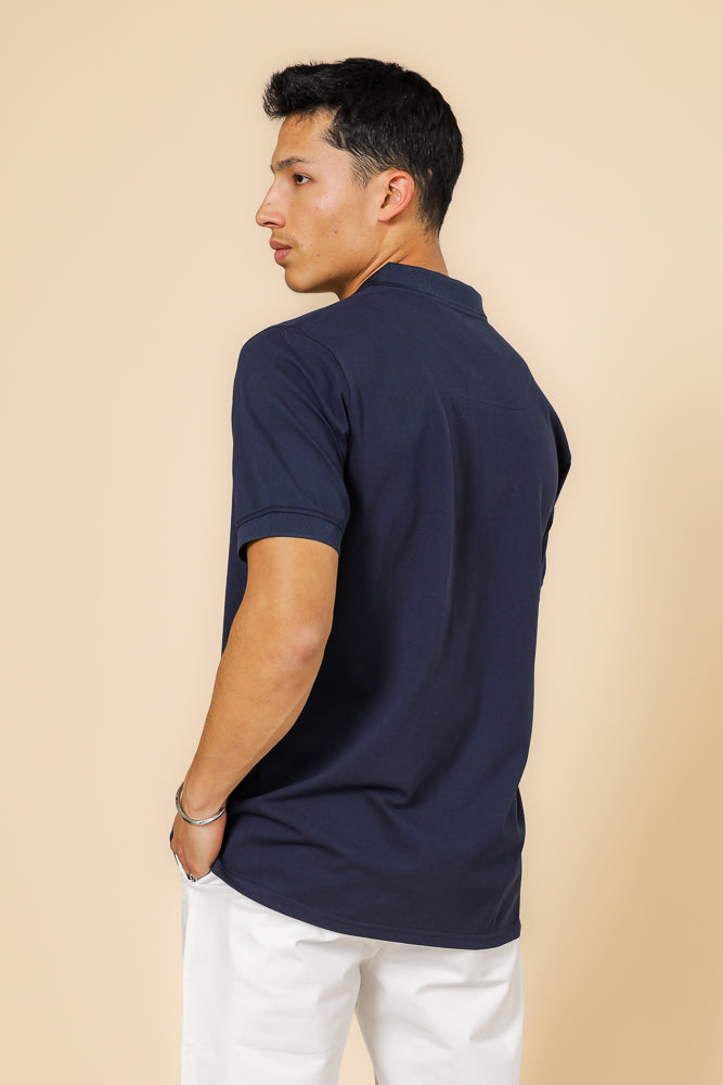 חולצה פולו פיקה בייסיק בצבע נייבי