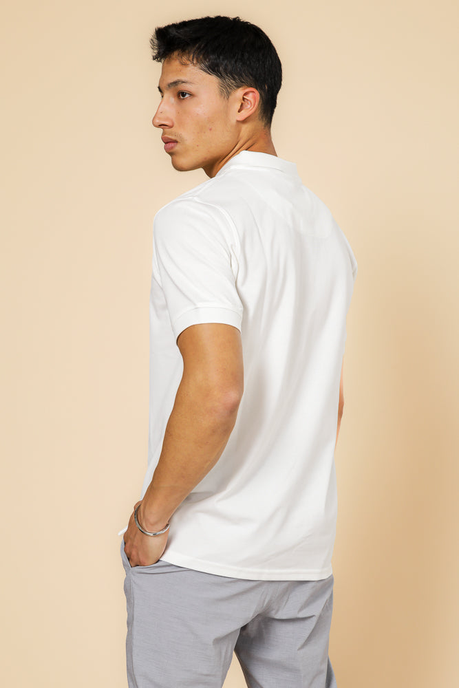 חולצה פולו פיקה בייסיק בצבע שמנת