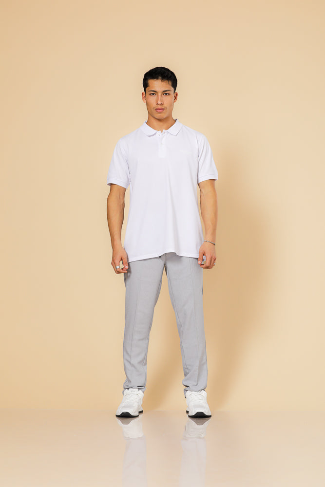 חולצה פולו פיקה בייסיק בצבע לבן