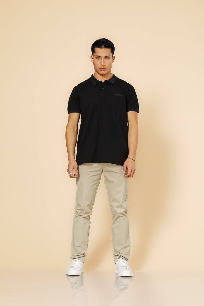 חולצה פולו פיקה בייסיק בצבע שחור