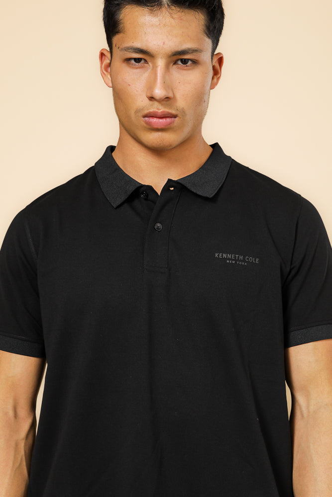 חולצה פולו פיקה בייסיק בצבע שחור