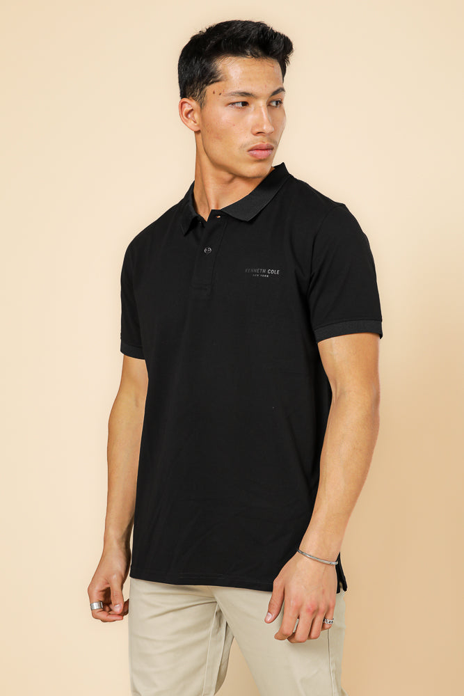 חולצה פולו פיקה בייסיק בצבע שחור