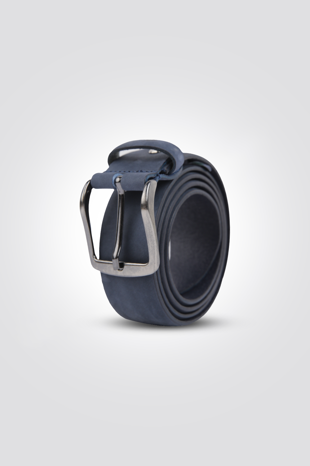 חגורת עור נובוק איטלקי 3.5 ס"מ בצבע נייבי