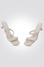 סנדל עקב נשים בצבע שמנת